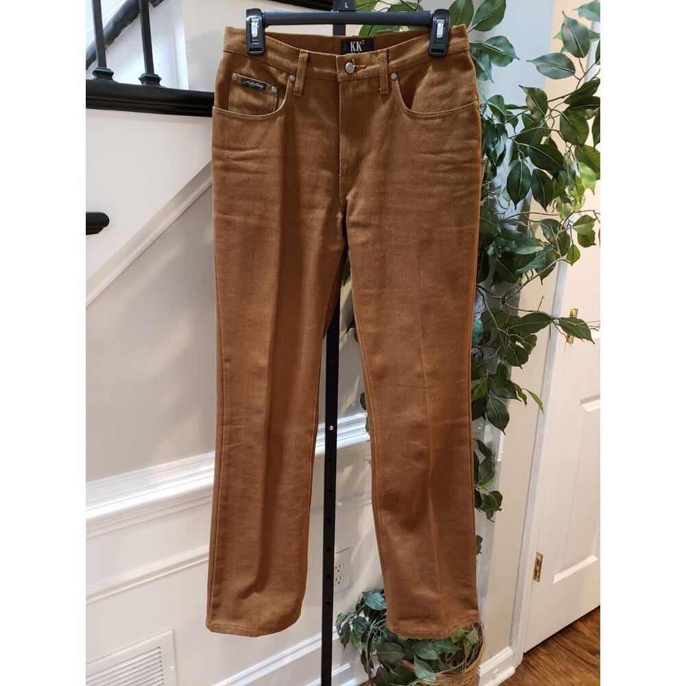 Vintage Karl Kani Brown Solid 100% Cotton Logo Slim Straight Leg Jeans Size 5/6